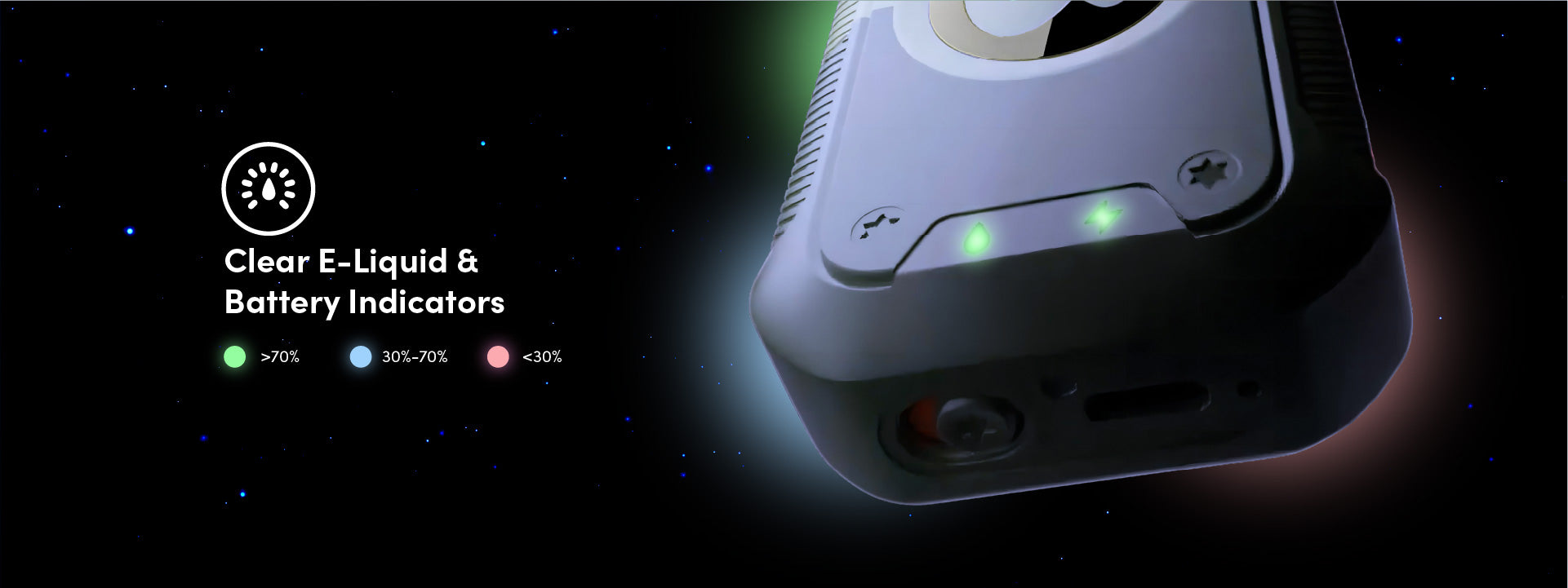 Waka 50000 vape LED screen display, e-liquid level indicator, battery percentage screen on vape - What does the indicator light flashing mean?